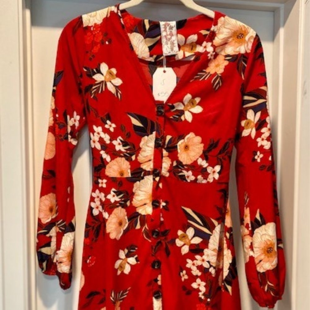 Red Floral Mini Dress